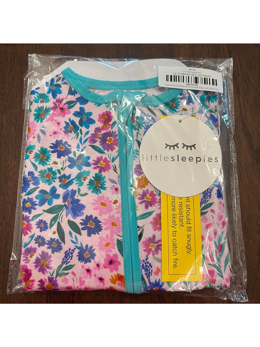 NEW Little Sleepies Sweet Pea Floral Zippy Size 18/24 Months